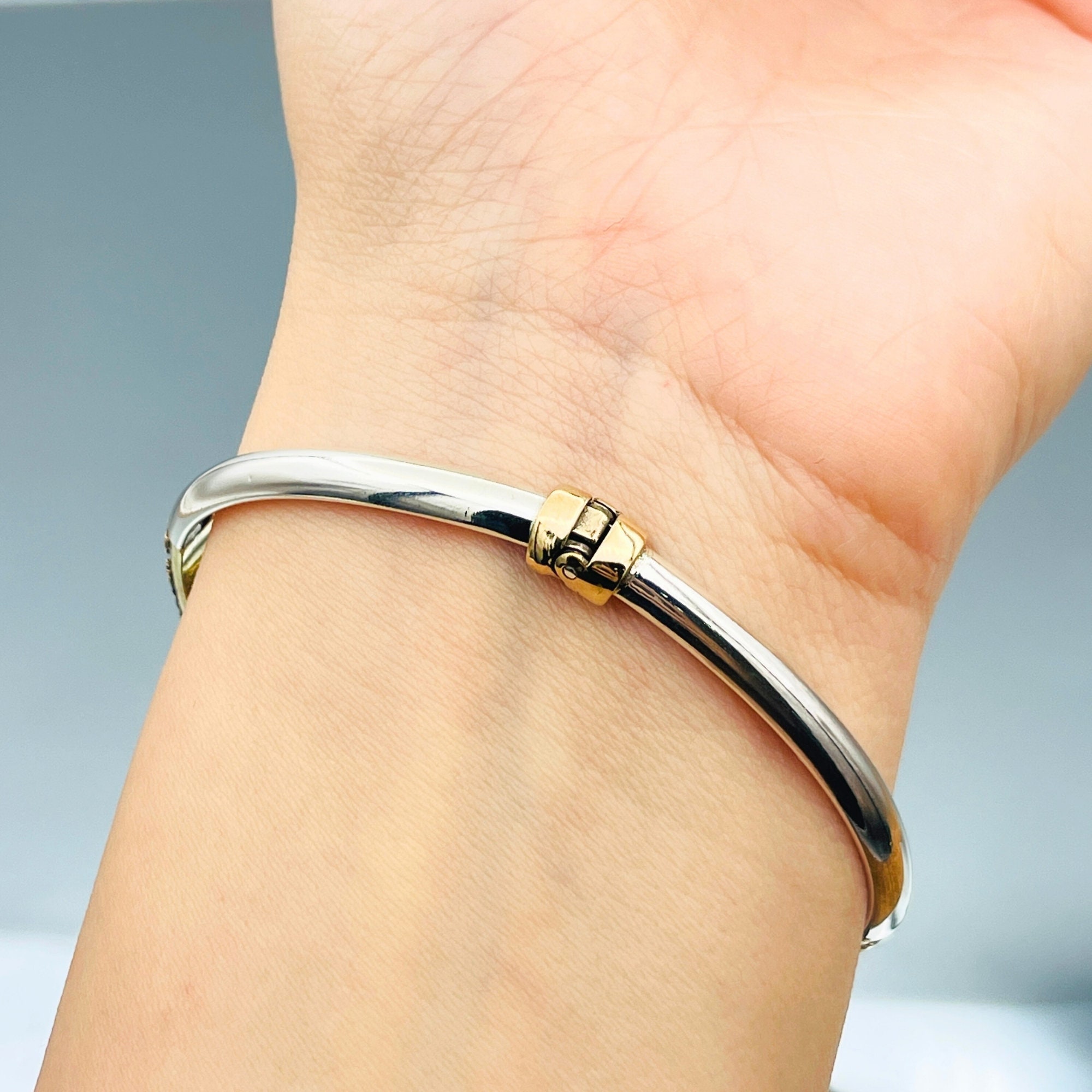 Bracelet Manchette Femme En Argent 925 Avec Saphirs De Couleur - Pièce Imposante Et Élégante - Neuf Parfait État
