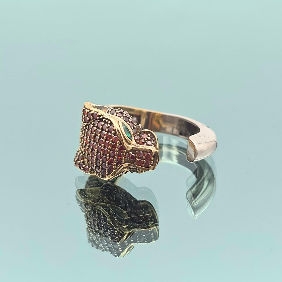Animal Tiger Figure Ring, Citrine Orange Stone Ring, 925 Sterling ...