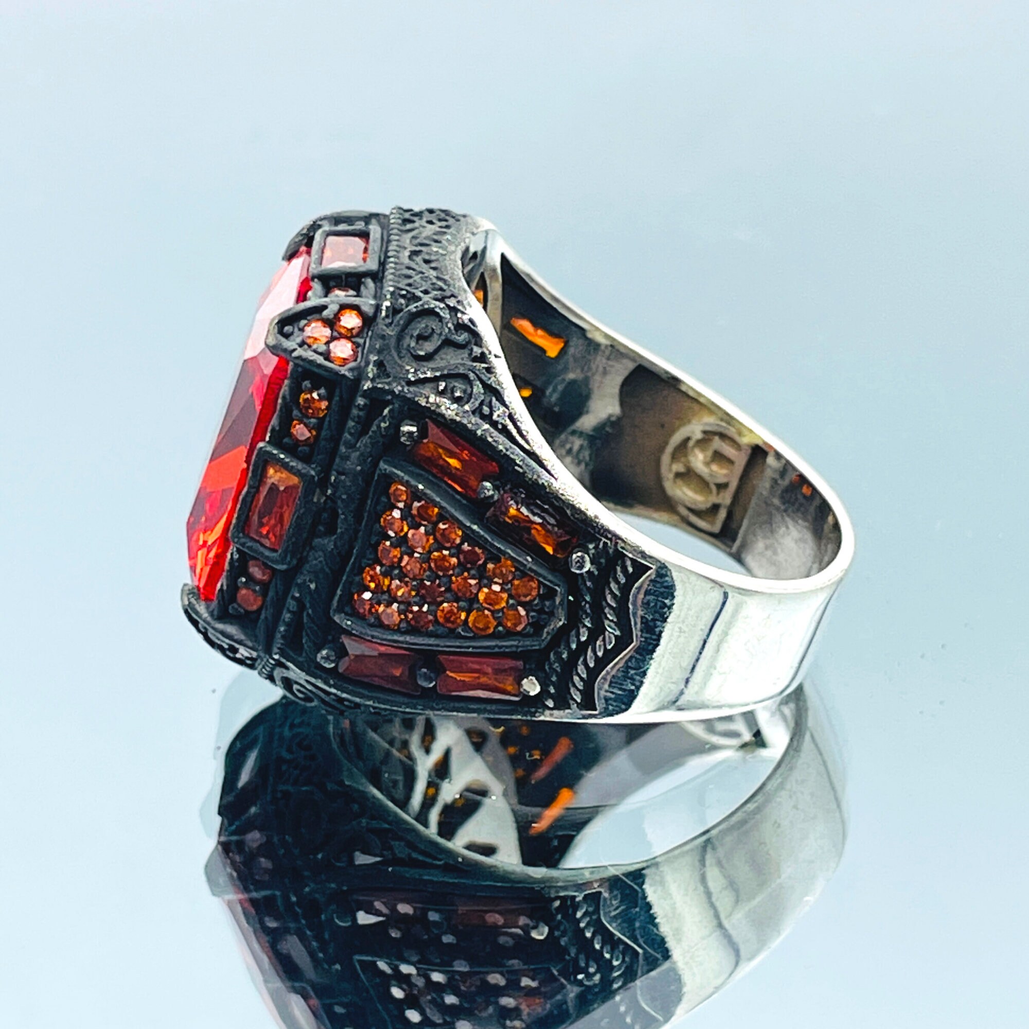 レッドガーネットストーンリング：トルコ製ハンドメイド925