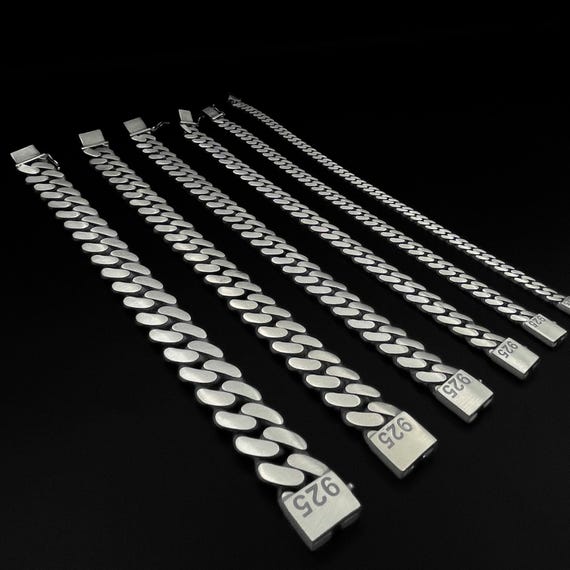 925シルバーカーブチェーンブレスレット、6 - 8 - 10 - 12 - 14 - 15MM