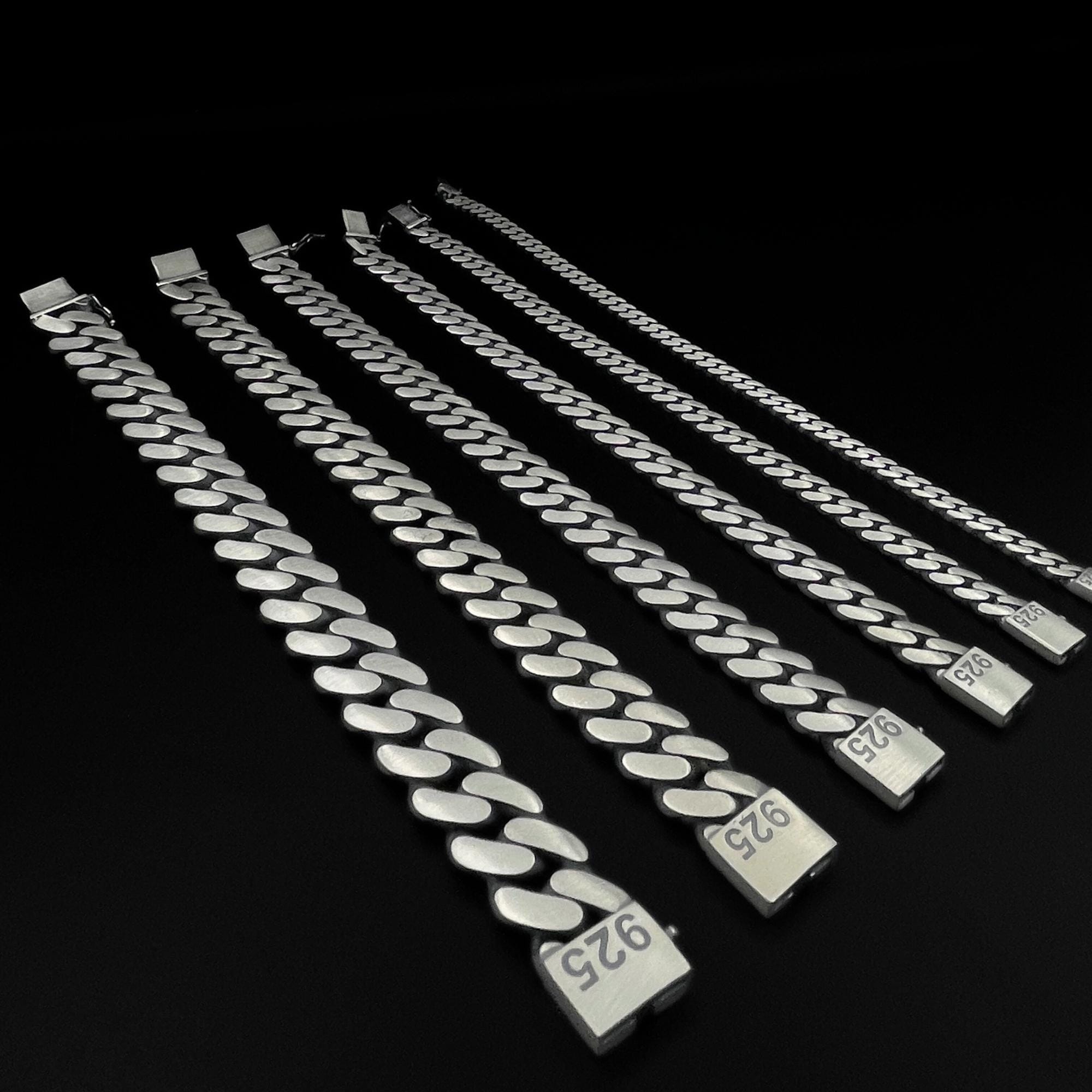 925シルバーカーブチェーンブレスレット、6 - 8 - 10 - 12 - 14 - 15MM