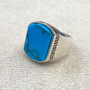 Bague turquoise pour homme : bijoux turcs faits main en argent sterling 925