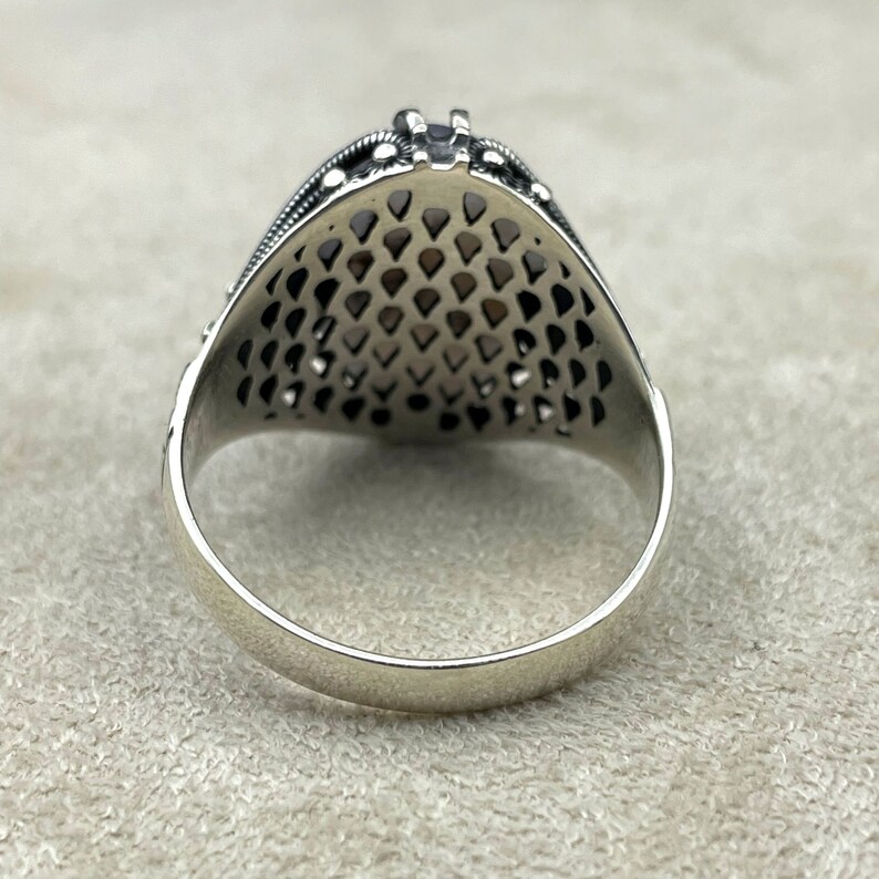 Yemeni Aqeeq Stone Ring: Handmade 925 Sterling Silver Ottoman Ring image 6