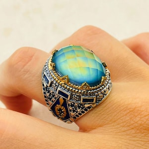 Handgemachter Herren Ring: Cubic Zirkonia, 925k Sterling Silber - Österreich