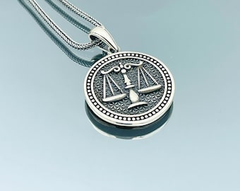 Libra Silver Necklace, Libra Sign Pendant, 925 Sterling Silver, Gift Him, Gift Her, Gift Birthday Pendant, Gift For Boyfriend, Friend Gift