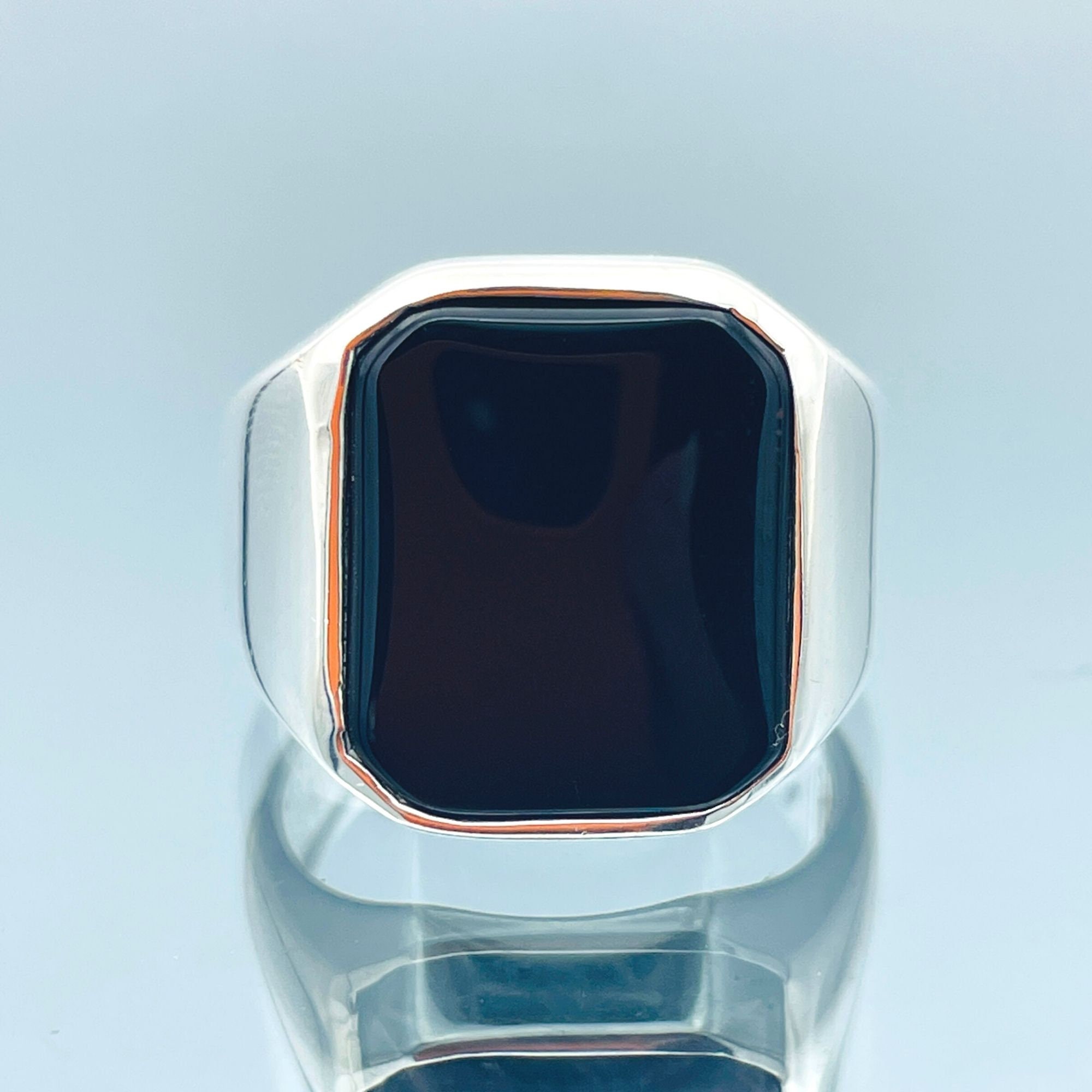 Handmade Black Onyx Square Stone Ring: 925 Sterling Silver - Etsy