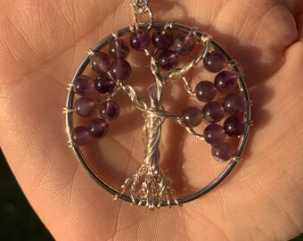 Amethyst Tree Of Life Wire Wrapped Necklace