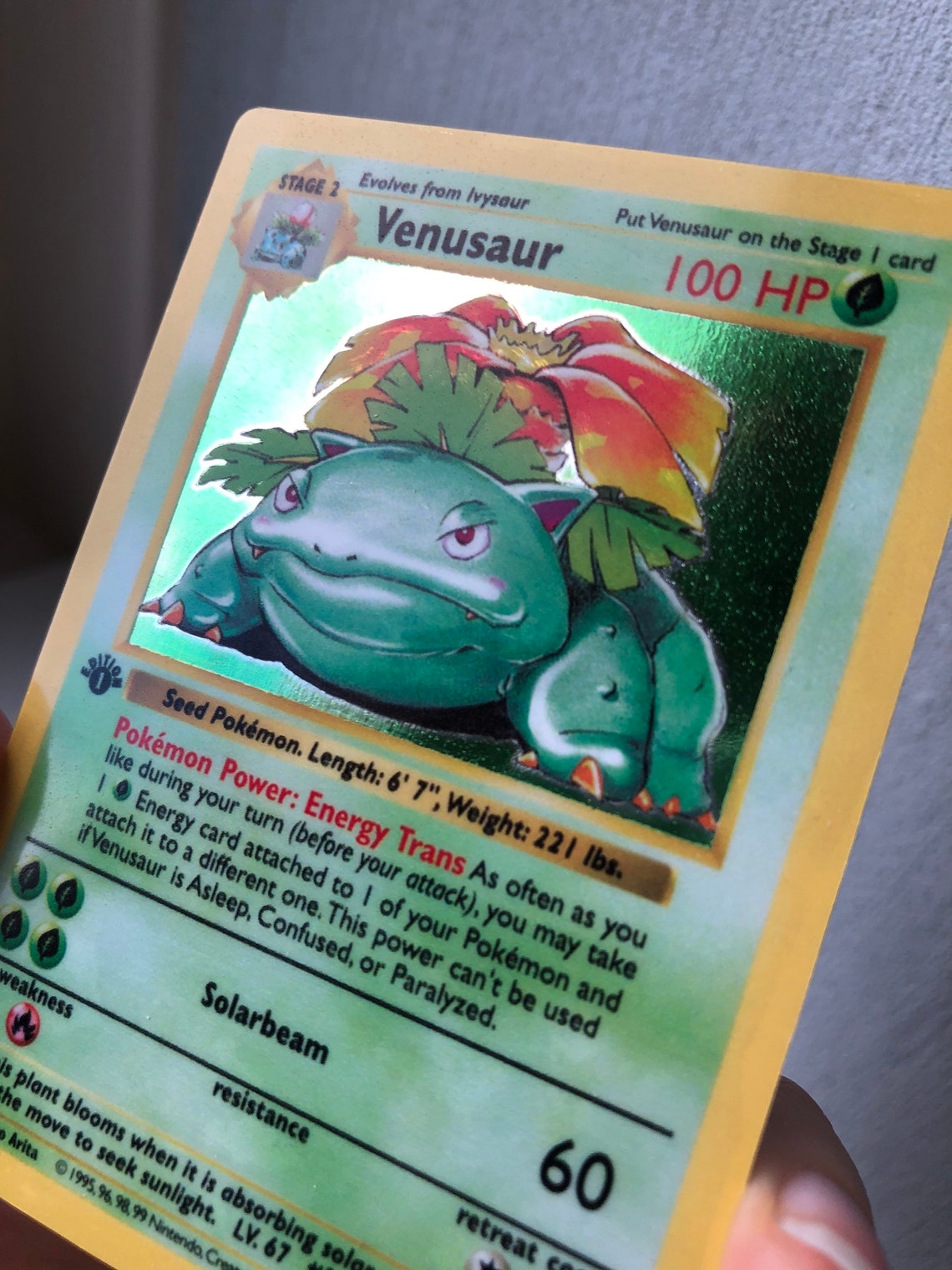 1st Edition Shadowless Venusaur Proxy Holo Card 15/102 Etsy