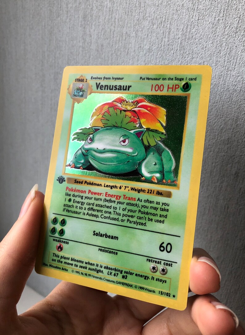 1st Edition Shadowless Venusaur Proxy Holo Card 15/102 Etsy