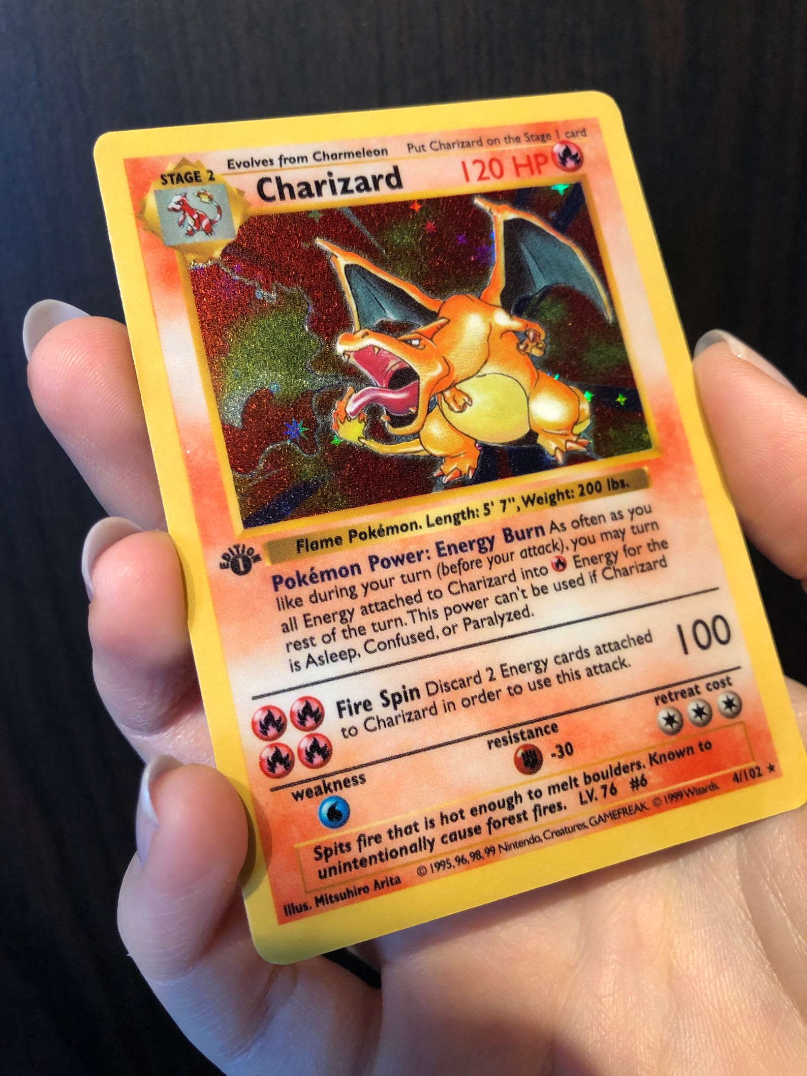 1st Edition Shadowless Charizard Proxy Holographic Star | Etsy