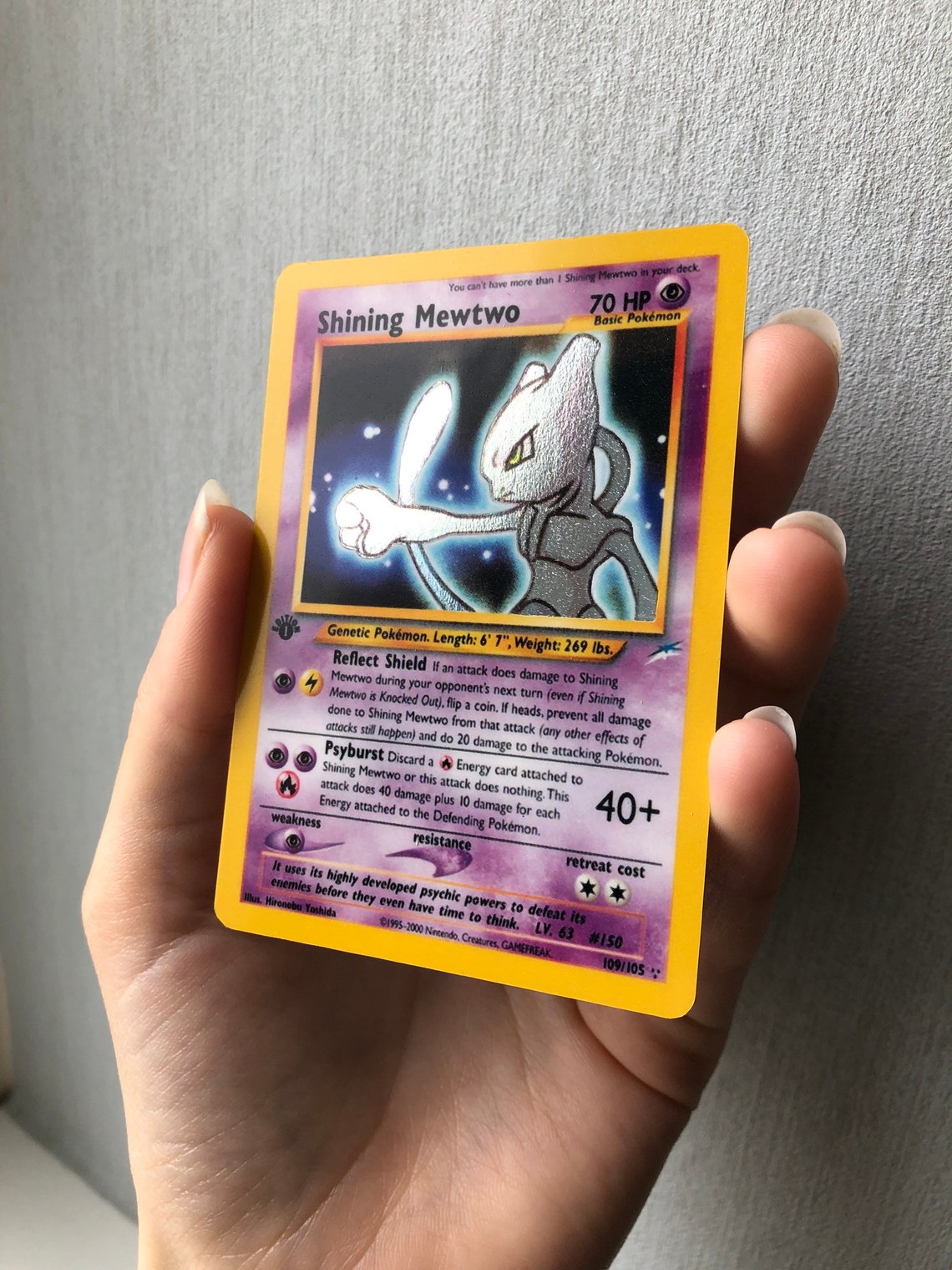1 re dition Neo Destiny Shining Mewtwo Proxy Holographic Card Etsy