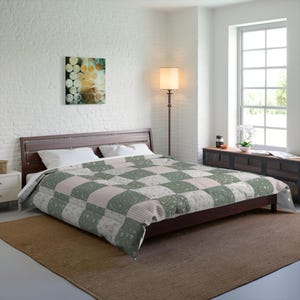 Trapunta patchwork verde e rosa pesca tenue