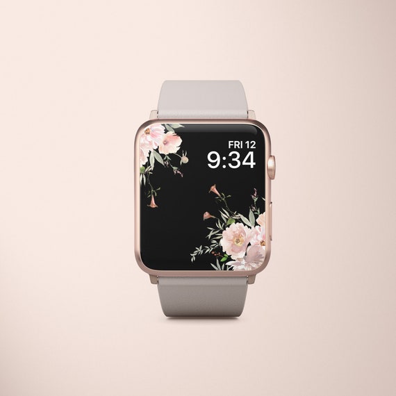 Floral Apple Watch Wallpaper Flower Apple Watch Face Black Etsy