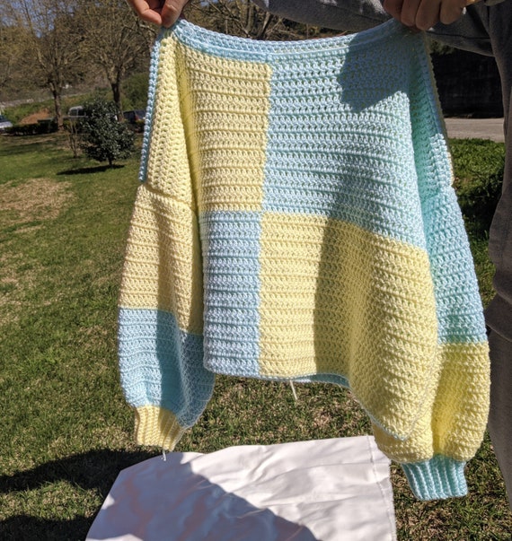 Cropped Color Block Crochet Sweater Pattern - Etsy