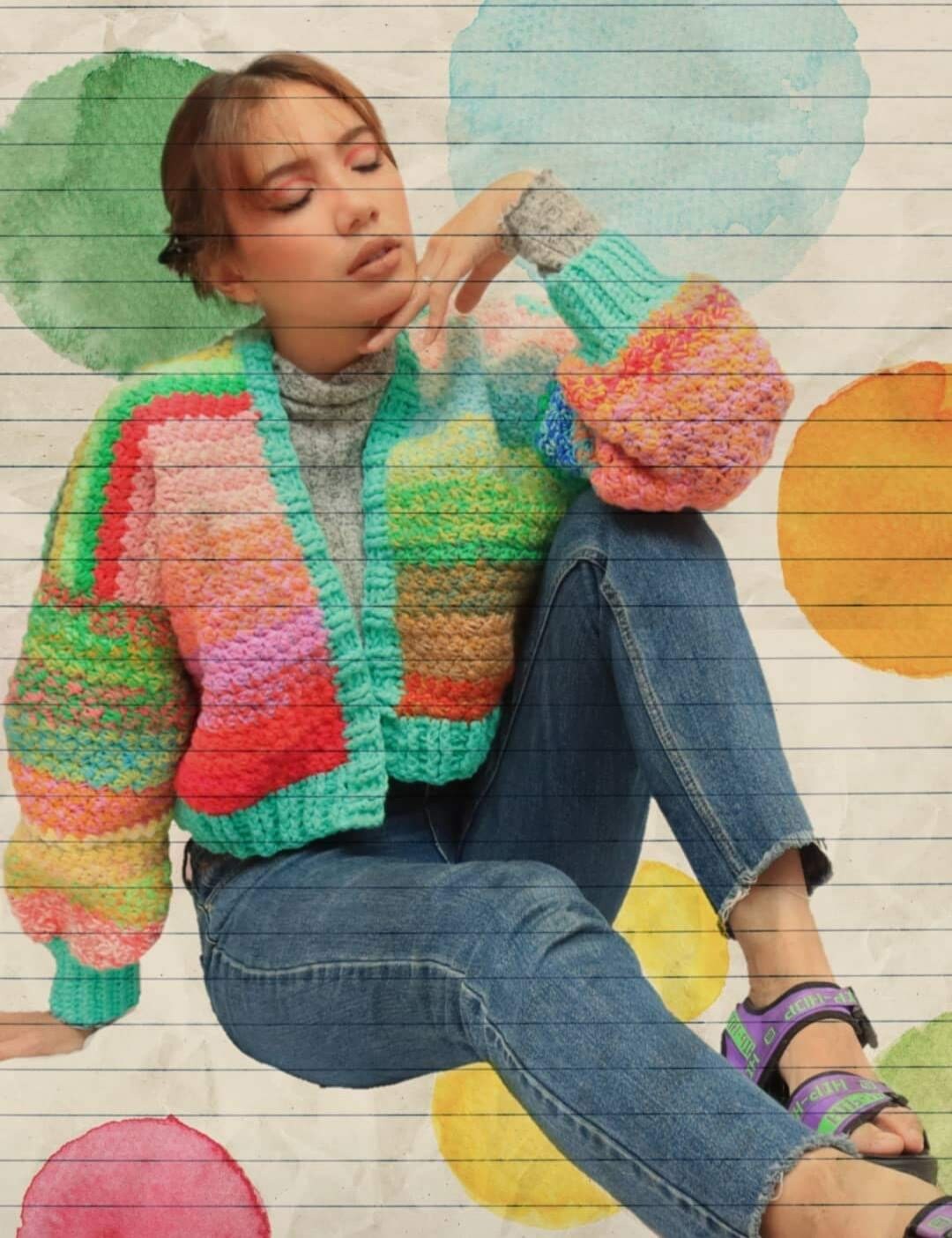 Chunky Crochet Cardigan Pattern - Oversized Balloon Sleeve Bomber