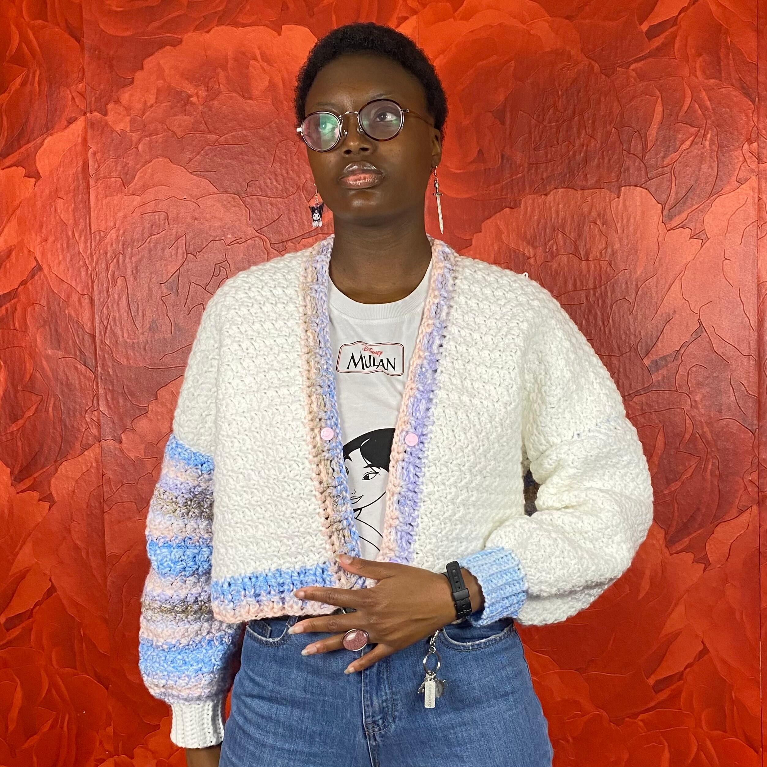 Chunky Crochet Cardigan Pattern - Oversized Balloon Sleeve Bomber