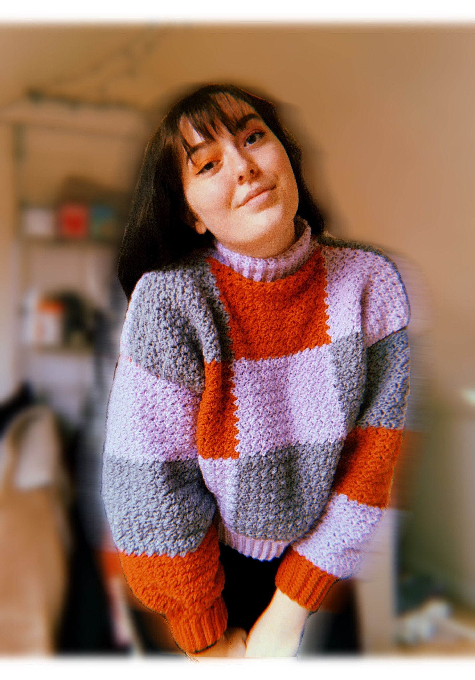 Patchwork Crochet Sweater Pattern: Oversized Crop Top (PDF