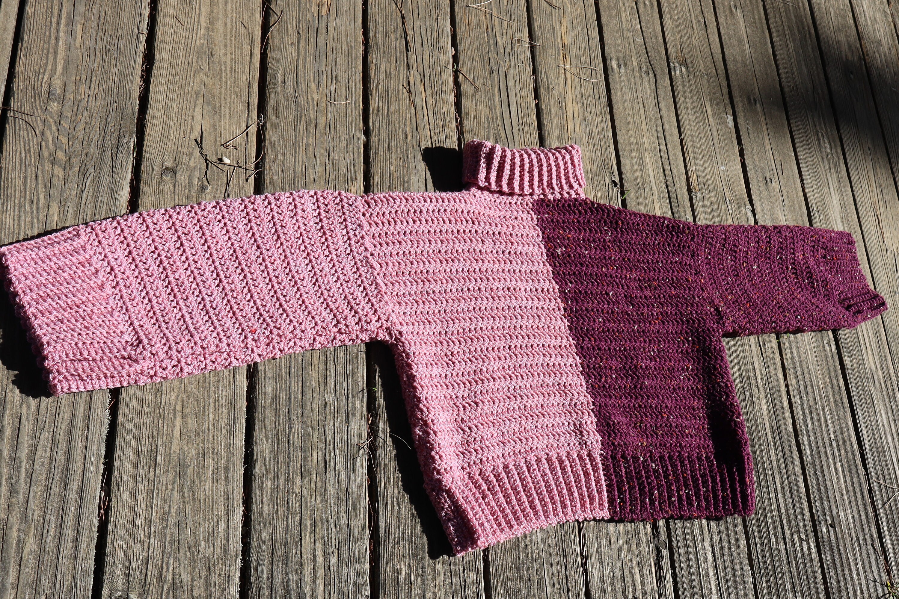 【COOR】Cotton Crochet Crew Neck Sweater Indie Pink Sweater No.47 | Ribbed sweater crochet pattern – Daisy & Peace