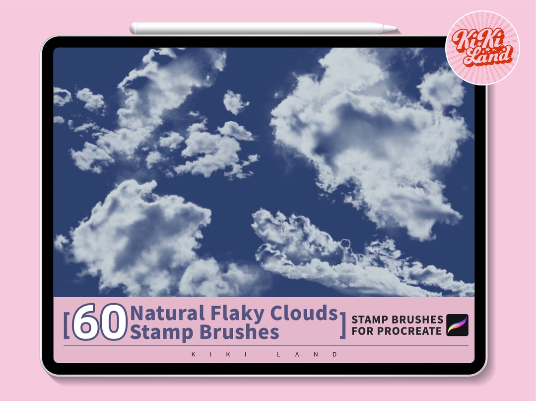 60 Procreate Natural Cloud Element Stamps Brush Set | Flaky Clouds ...