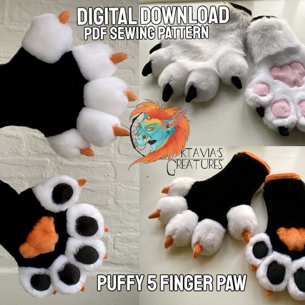 Puffy 5 Fingered Paw Digital Pattern (PDF DOWNLOAD)