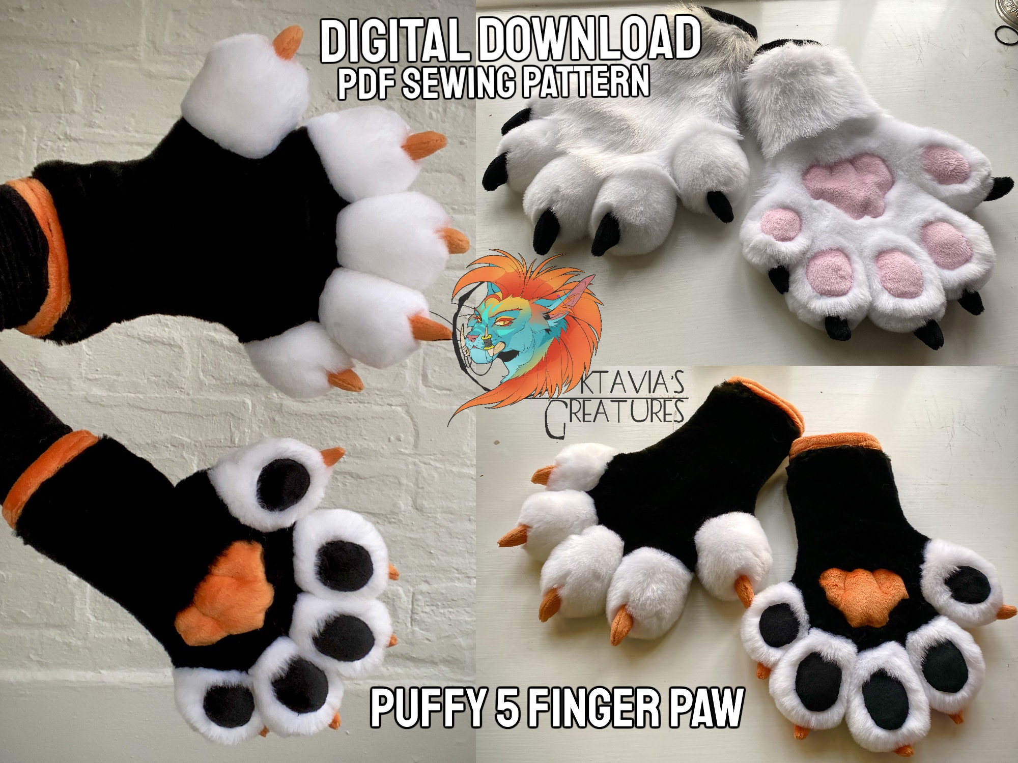 Furry Custom Plush Fursuit Hand Paws Deer Dino & Protogen 