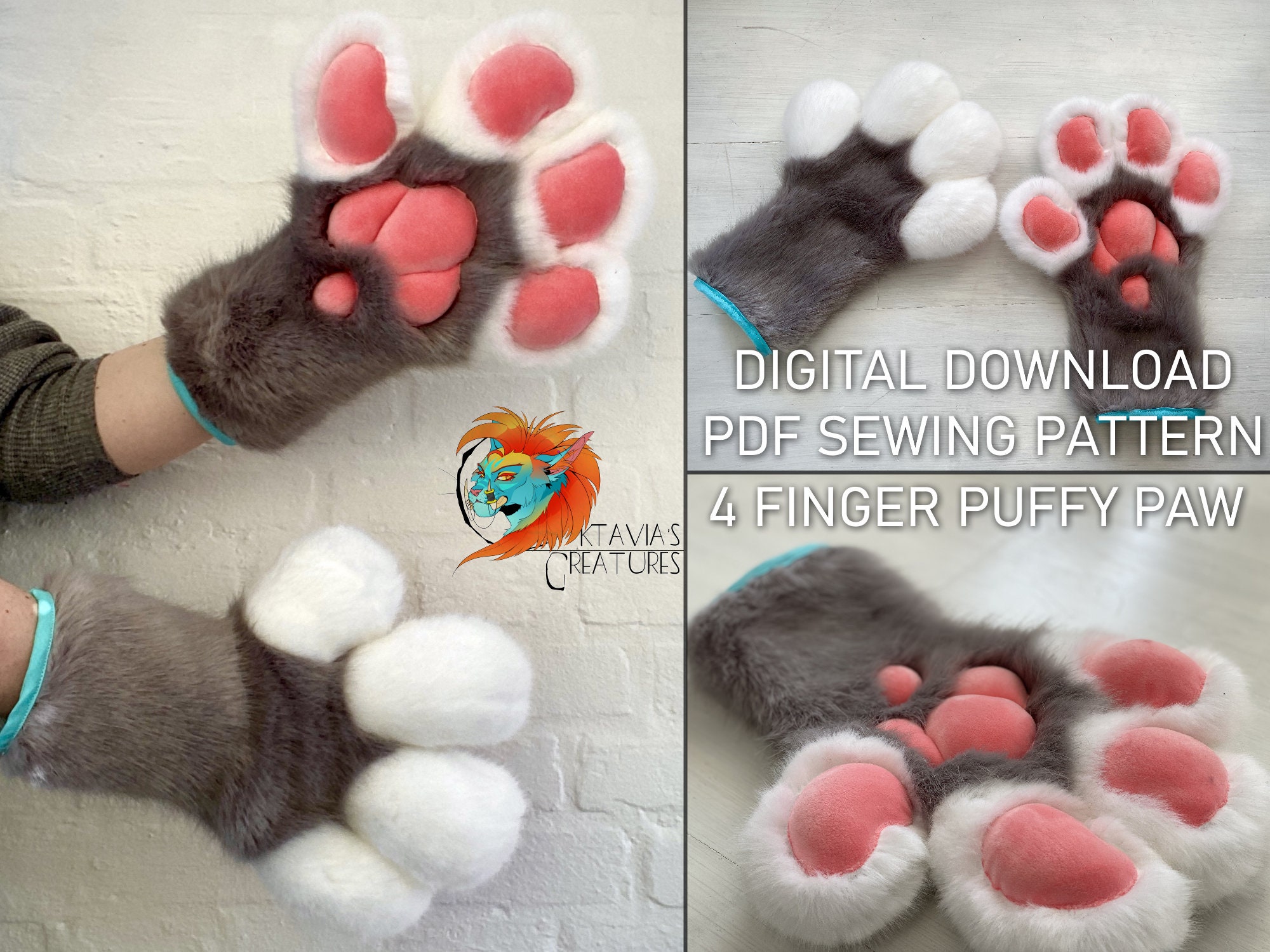 Puffy 4 Fingered Mochi Paw Digital Pattern (PDF DOWNLOAD)