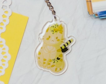 Sour Lemon Cat | Double Sided Acrylic Keychain (kawaii cat charm | cat keyring | fruits)