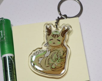 Matcha Latte Cat | Double Sided Acrylic Keychain (cat keyring | cat charm | coffee)
