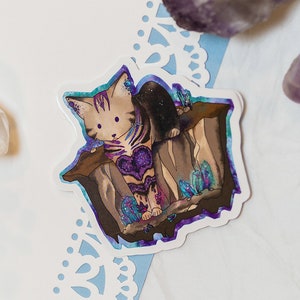 Edelstein Katze | Glossy Sticker / kawaii Bujo Planner Sticker (Geode | Amethyst | Edelsteine | Geologie)