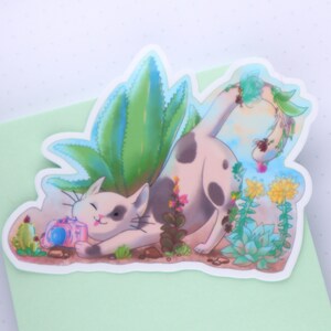Suculentas pegatinas para gatos / pegatinas brillantes / kawaii bujo planner (cactus / plantas / desierto)