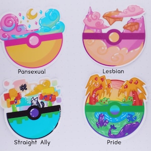 Pride Pokeballs | Pansexual, Lesbian, Straight Ally, Pride / kawaii bujo planner stickers