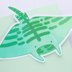 Mackerel Tabby Manta Ray | Glossy Sticker / kawaii bujo planner stickers (stingray | mint | sealife)