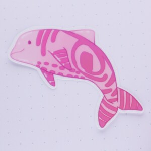 Tabby Swirl Schweinswal | Glossy Sticker / kawaii Bujo Planner Sticker (Sealife | Delfin | rosa)