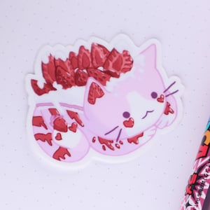 Erdbeertorte Katze | Glossy Sticker / kawaii Bujo Planner Sticker