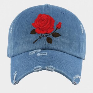 Denim Super Chic Hat with Roses Denim Baseball Cap With Rainbow Rose and Floral Design - Etsy main image 3