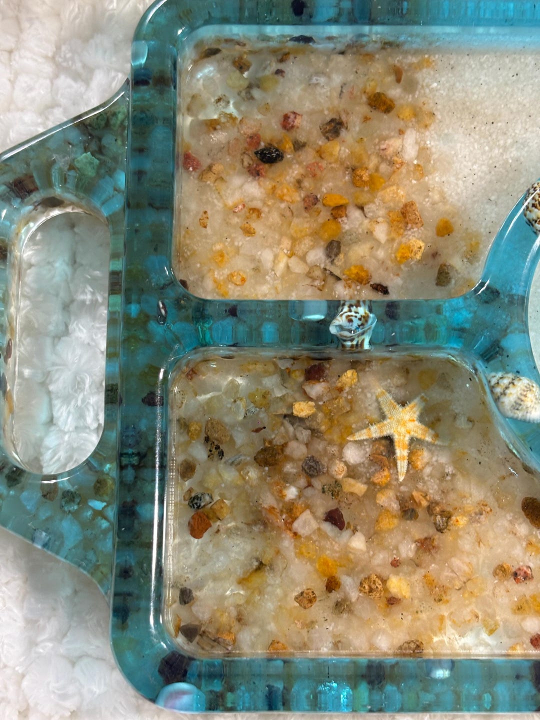 Beach Resin Snack/jewelry Tray – Ocean-inspired Tray With Shells & Sand ...