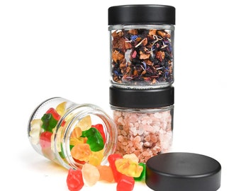 Clear 4oz Glass Jar w/Black Lid - Glass Candle Jar - DIY Candle Jars -  Lip Balm Cosmetic Makeup Lotion Beauty Supply Balm Sugar Scrub Salt