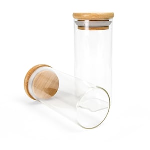 Bamboo Spice Jars, Spice Jars, Wooden Lid Spice Jars, Glass Spice