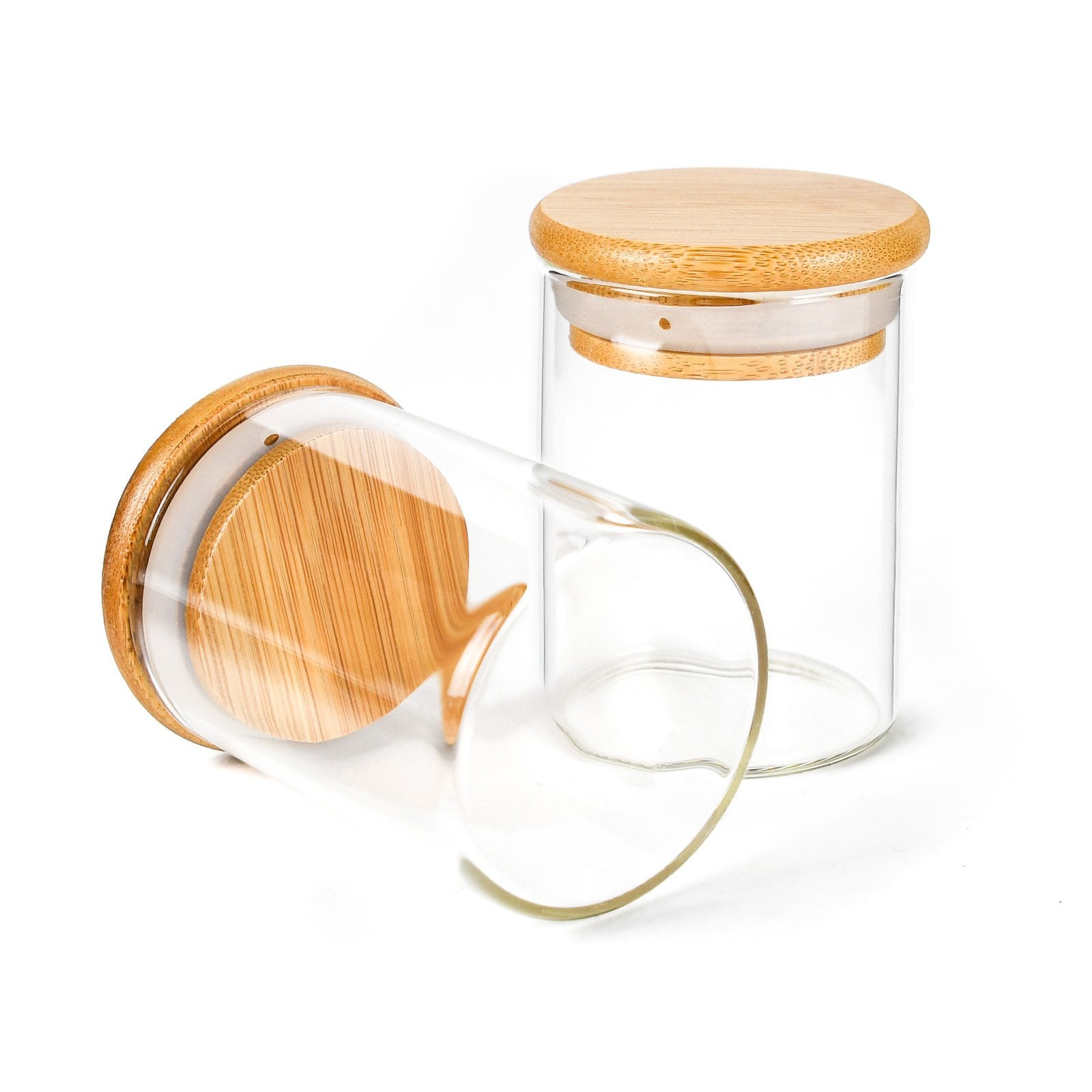 Glass Borosilicate Jar in Clear with Bamboo Silicone Sealed Lid - 2 oz / 60  ml