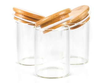 Bamboo Spice Jars, Spice Jars, Wooden Lid Spice Jars, Glass Spice Jars, Bamboo Lid Glass Jars, 2oz Wood Lid Jar, 60ml Spice Jar