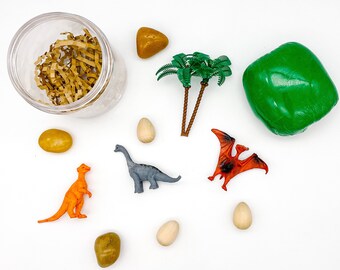 DINOSAUR Tiny Play Dough Kit; Sensory Kit; Kid's Gift