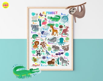 Animal Alphabet Print | Alphabet Wall Art | ABC Nursery Art | Animal Alphabet Kids Print | Kids Wall Art | Kids room decor | Nursery Posters