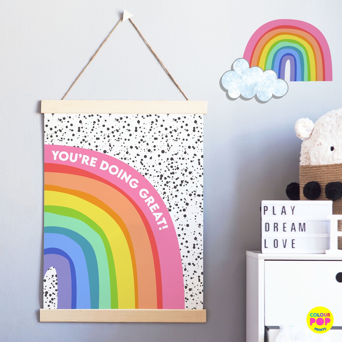 Personalised Quote Rainbow Print Rainbow Slogan Wall Art Etsy