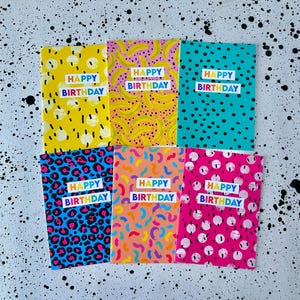 SECONDS- Birthday cards | Greeting cards | Bright & Colourful cards | Contemporary birthday cards | Mixed pack of 6 A6 cards