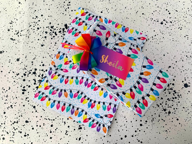 Christmas Lights Wrapping Paper Colourful Fairy Lights Present Wrap