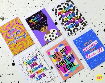 Motivational Quote Postcard Set: Inspirational Rainbow Art Prints