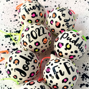 Personalised Leopard Print Christmas Bauble |  Animal Print Christmas Tree Decoration | Neon Christmas Ornament | Secret santa gift ideas