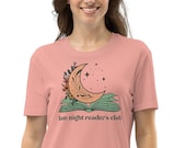 Late Night Reader's Club Bookish Sleep Dress Tee for Nightgown Literary Gift for Librarian Teacher Bookstagram Friend Bibliophile Pajama