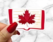 Canadian Flag Maple Leaf Bookish Sticker for Read Canada Authors Fall Canada Day Reading Book Worm Book Cart Decal for Booktok