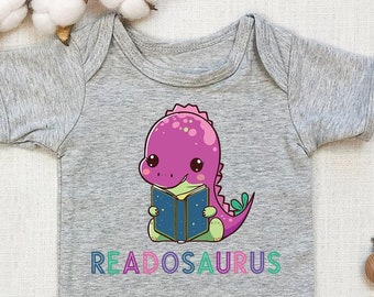 Readosaurus Cute Dinosaur Bookworm  Baby Bodysuit Young Reader for Unisex Kid's Clothes Readers Make Readers Dino Lover Birthday Gift